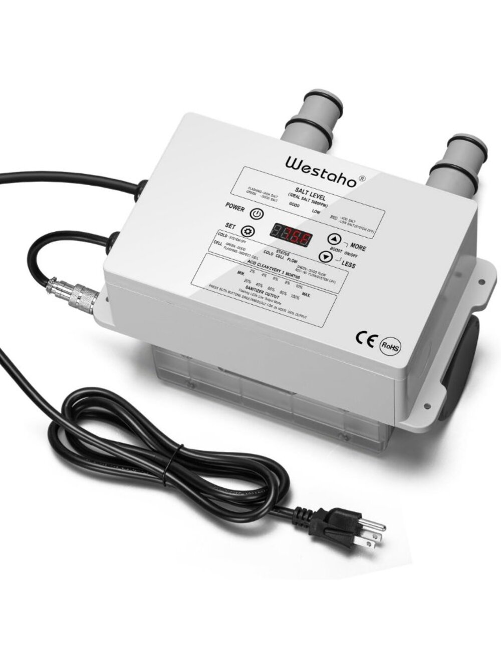 Salt Water Pool Chlorinator System for Above Ground Pools, 15,000 Gallons, IP66